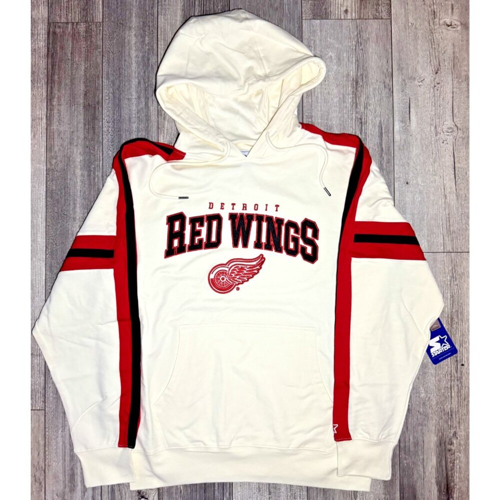 Detroit Red Wings NHL Starter PullOver Sweater Hoodie Mens size MED